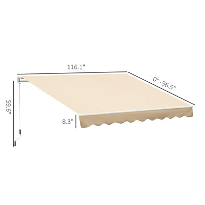 Beige Aluminum Retractable Awning for Garden or Poolside Porch