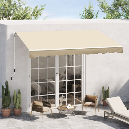 Beige Aluminum Retractable Awning for Garden or Poolside Porch
