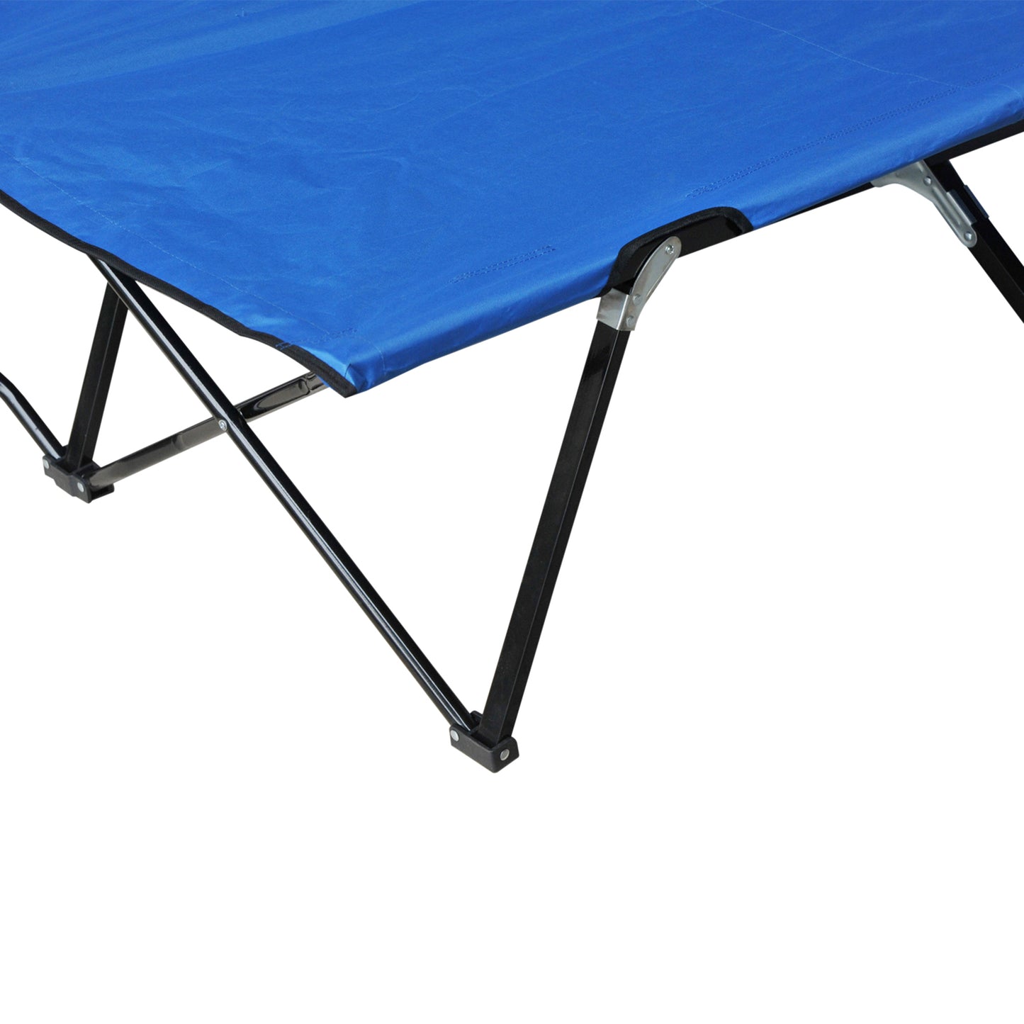 Blue Steel Folding Outdoor Cot for Poolside or Garden Relaxation