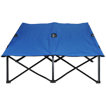 Blue Steel Folding Outdoor Cot for Poolside or Garden Relaxation
