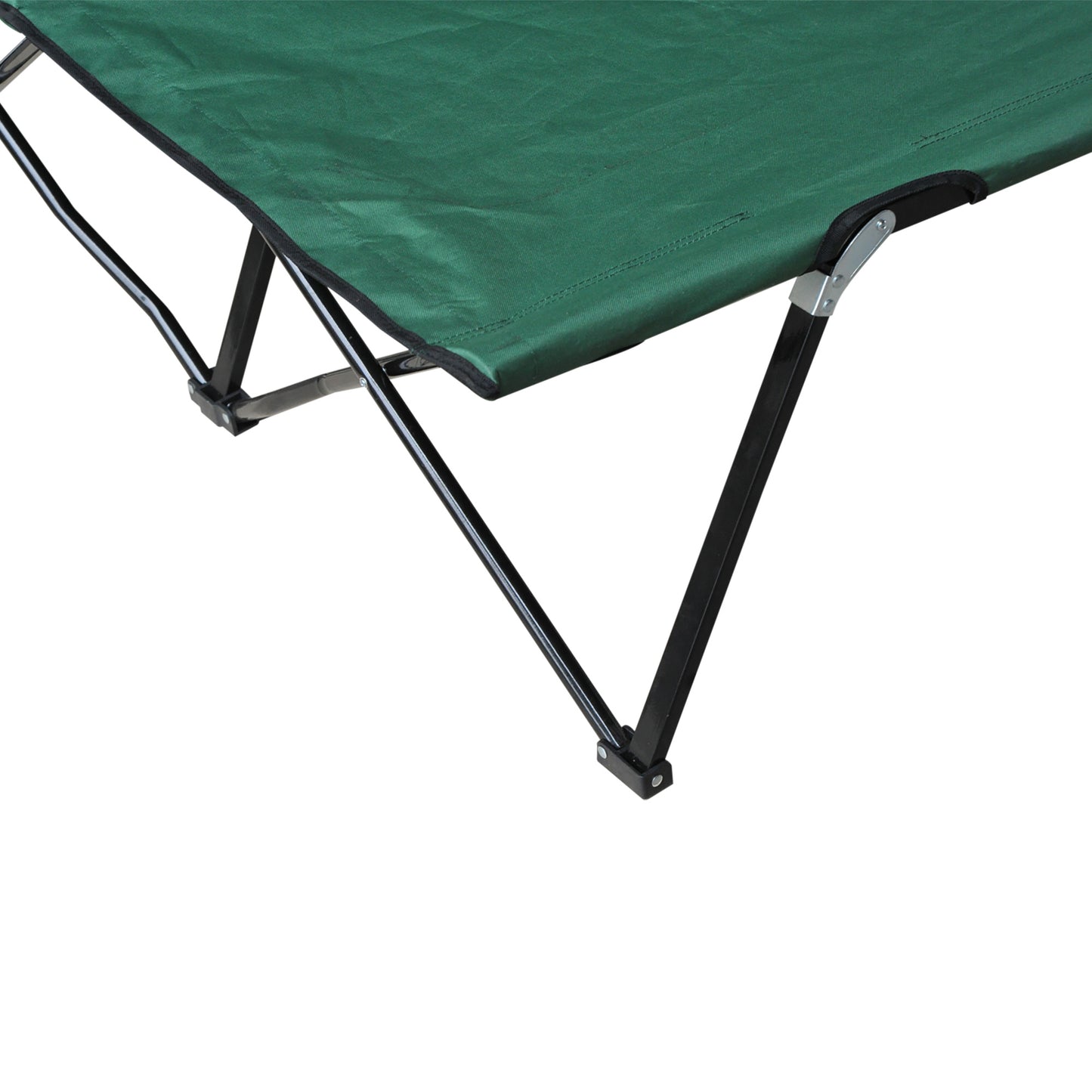Green Steel Folding Camping Cot - 2 Person Outdoor Sleeping Bed