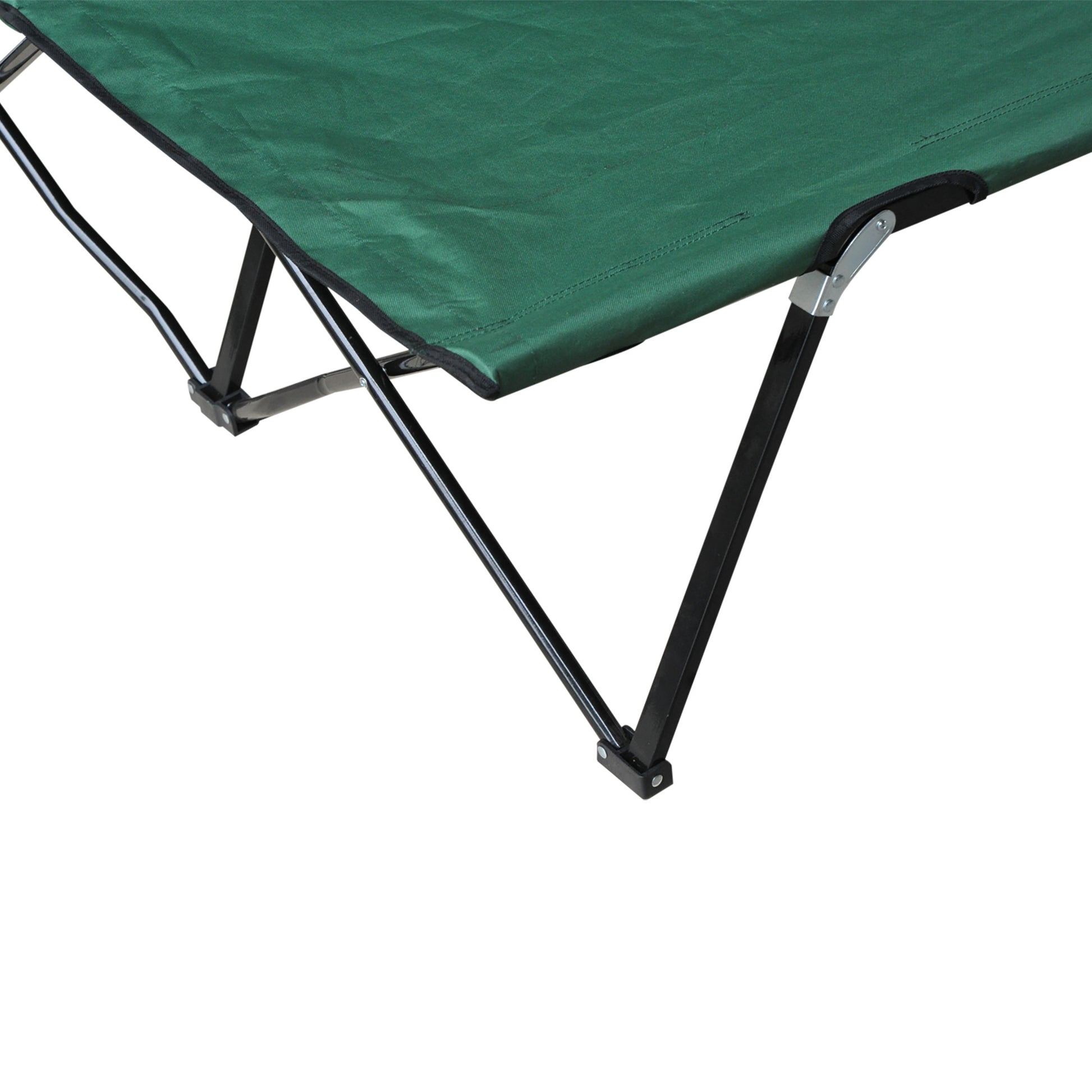 Green Steel Folding Camping Cot - 2 Person Outdoor Sleeping Bed