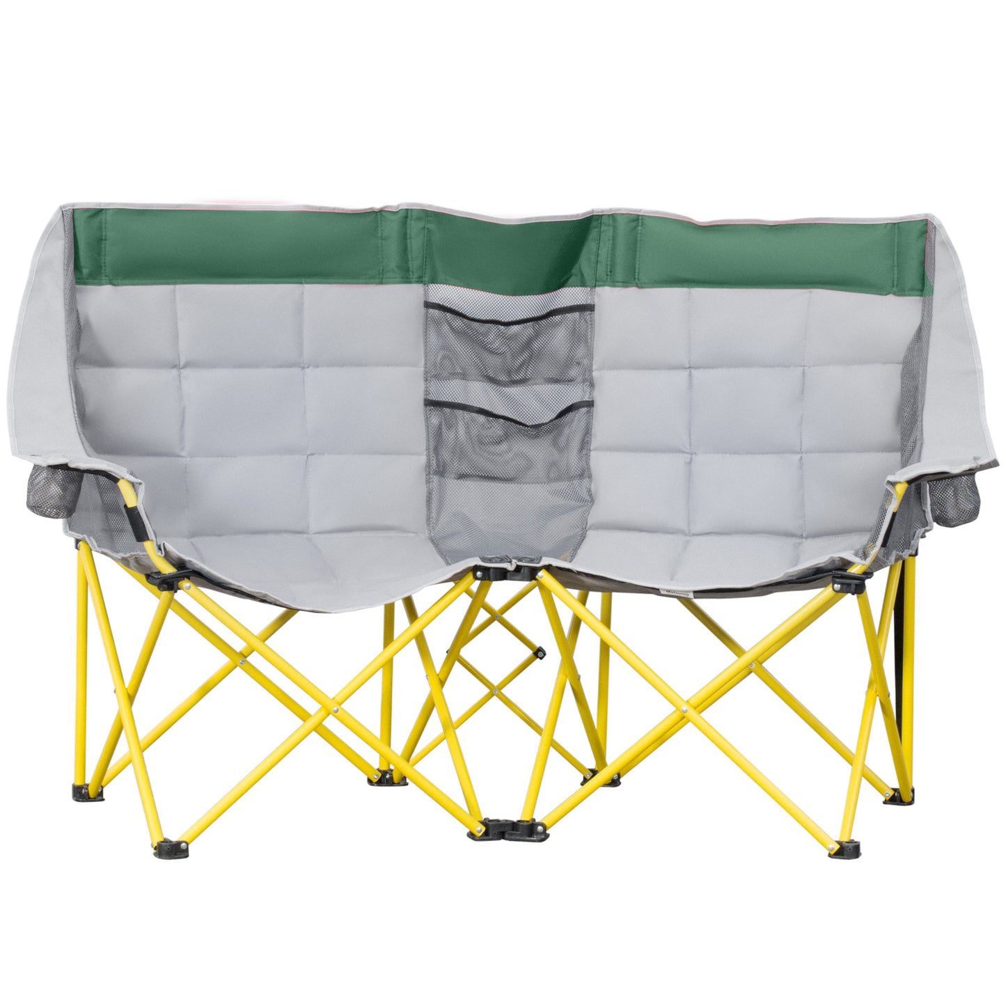 Green Metal Folding Camping Loveseat Chair with Carry Bag