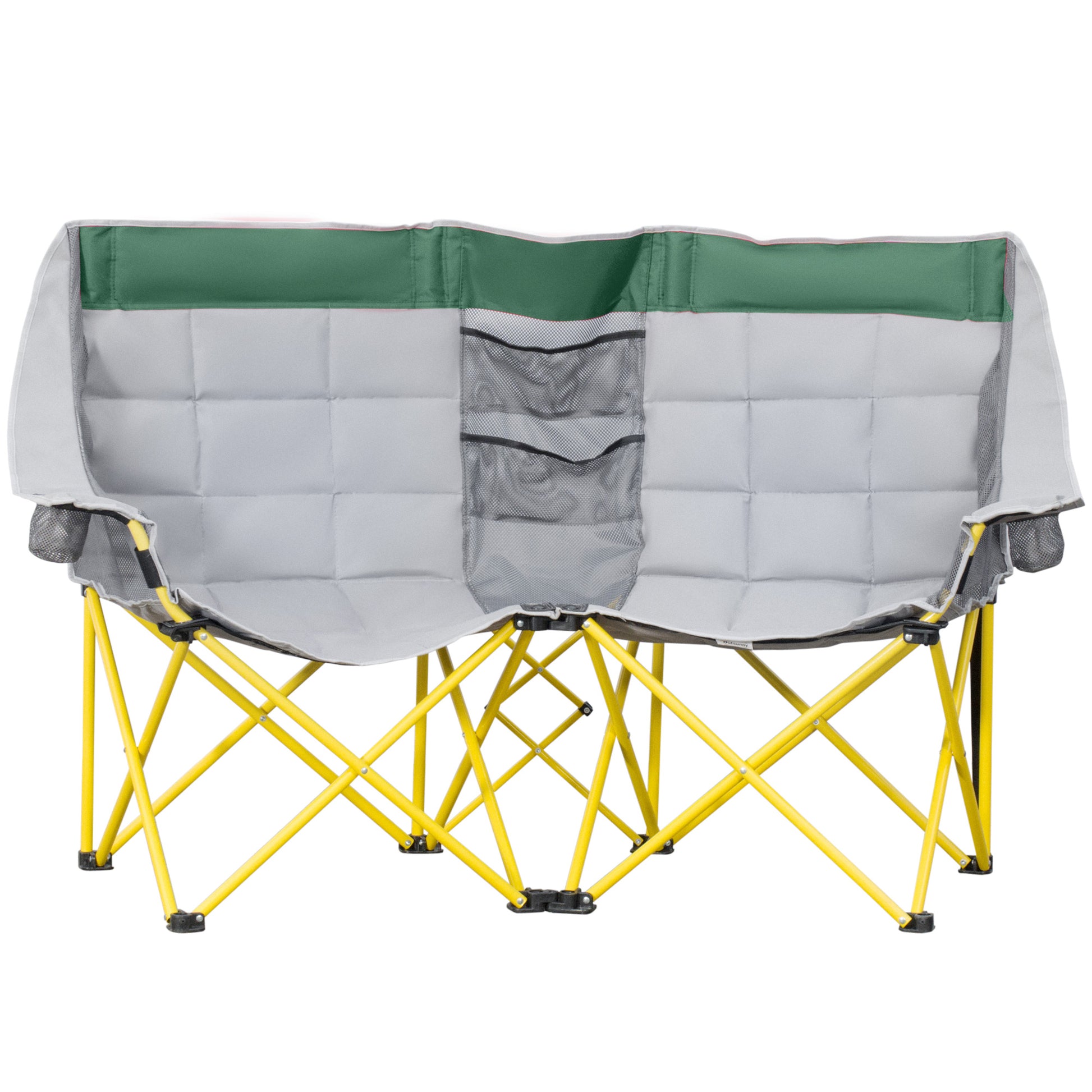 Green Metal Folding Camping Loveseat Chair with Carry Bag