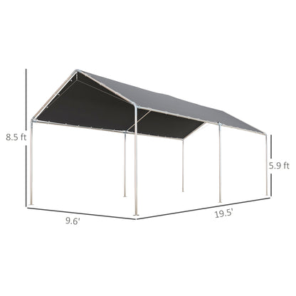 Grey Steel Carport 3.8 x 7.7 ft - Outdoor Carport