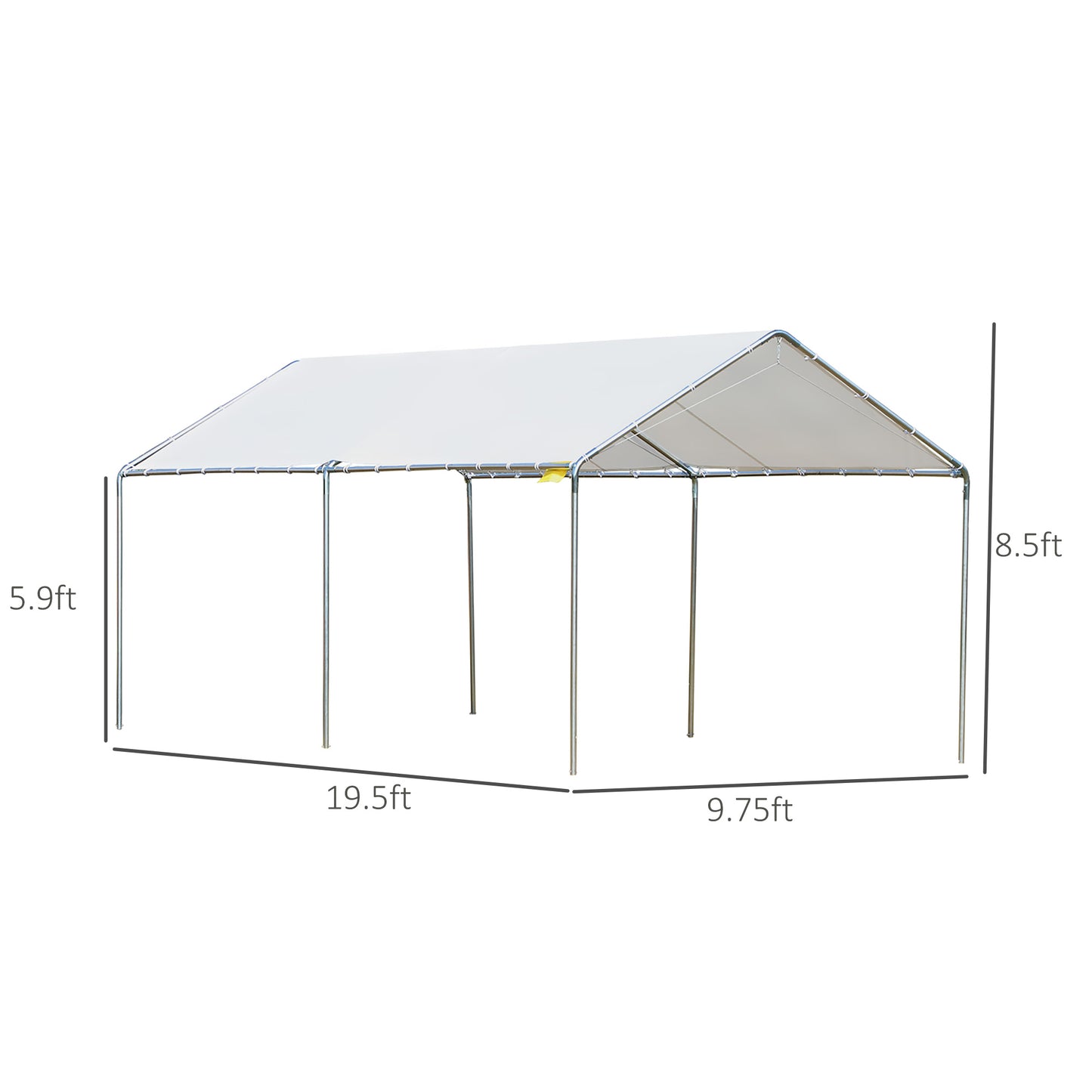 10x20 Steel Carport with White Canopy - Outdoor Carport