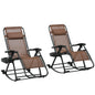 Outsunny Set of 2 Outdoor Rocking Chairs, Foldable Reclining Zero Gravity Lounge Rocker with Pillow, Cup & Phone Holder, Combo Design with Folding Legs, Brown