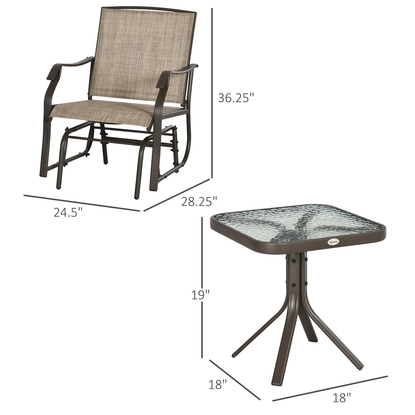 Brown Outdoor Rocker Set for Porch & Garden Patio Furniture