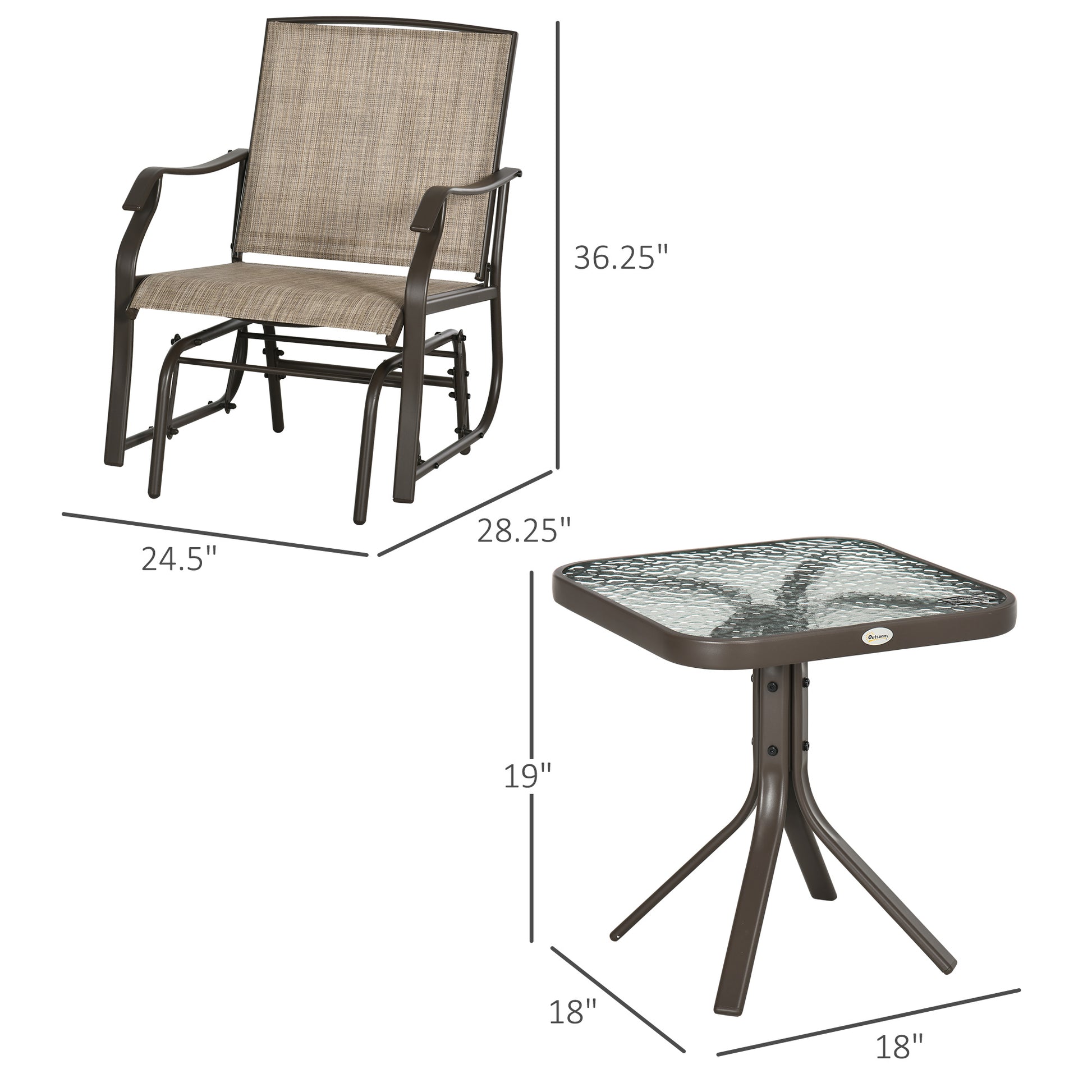 Brown Outdoor Rocker Set for Porch & Garden Patio Furniture