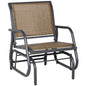 Outsunny Porch Glider, Metal Frame Swing Glider Chair with Breathable Mesh Fabric, Curved Armrests and Steel Frame for Garden, Poolside, Backyard, Balcony, Light Mixed Brown