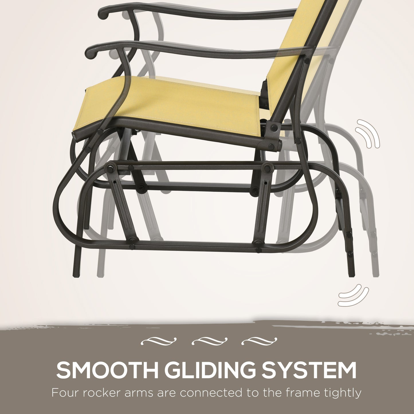 Outsunny 3-Piece Outdoor Gliders Set - Beige Fabric & Steel