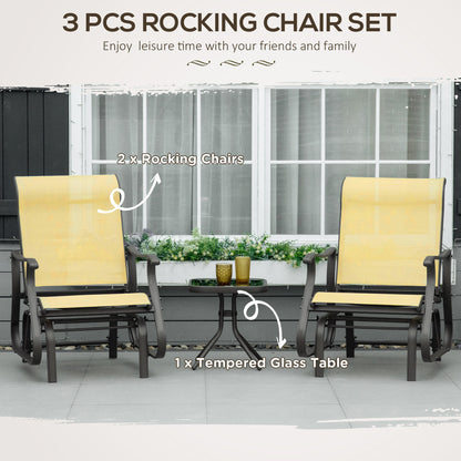 Outsunny 3-Piece Outdoor Gliders Set - Beige Fabric & Steel