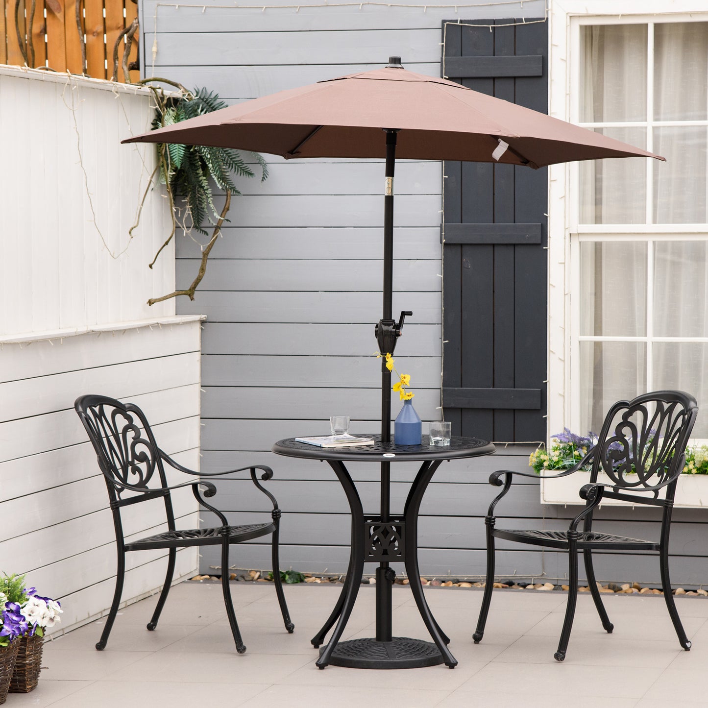 Outsunny 30" Round Patio Table - Durable Aluminum Outdoor Bistro Set