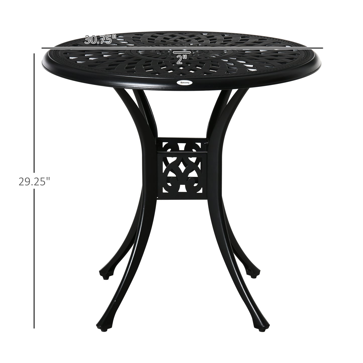 Outsunny 30" Round Patio Table - Durable Aluminum Outdoor Bistro Set