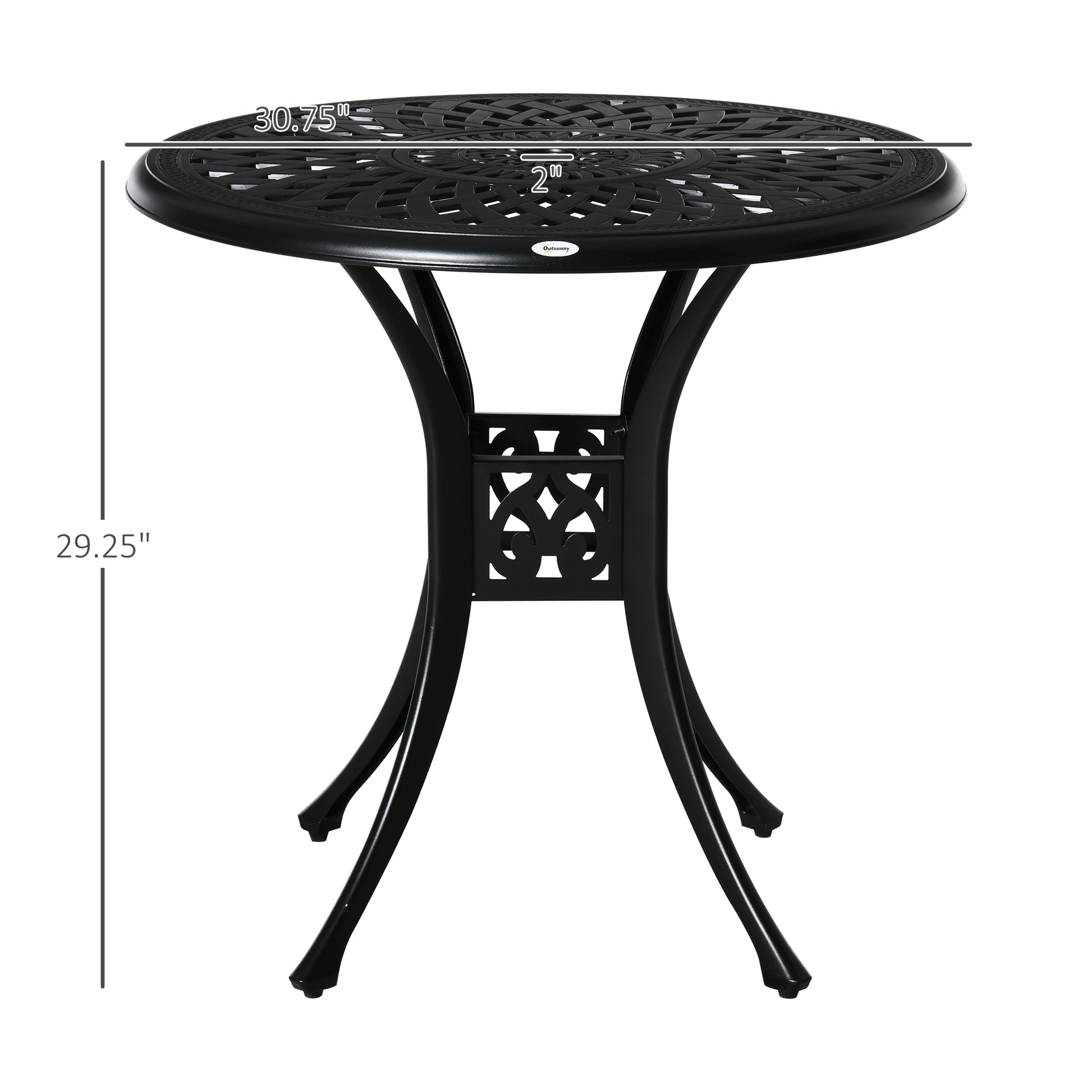 Outsunny 30" Round Patio Table - Durable Aluminum Outdoor Bistro Set