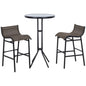 Outsunny 3 Piece Bar Height Outdoor Bistro Set for 2, Round Patio Pub Table 2 Bar Chairs with Comfortable Design & Strong Build, Tan