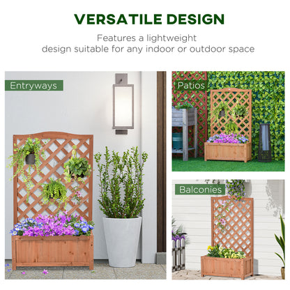 Wooden Raised Garden Bed with Trellis - 46" Planter Box