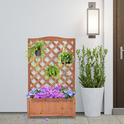 Wooden Raised Garden Bed with Trellis - 46" Planter Box