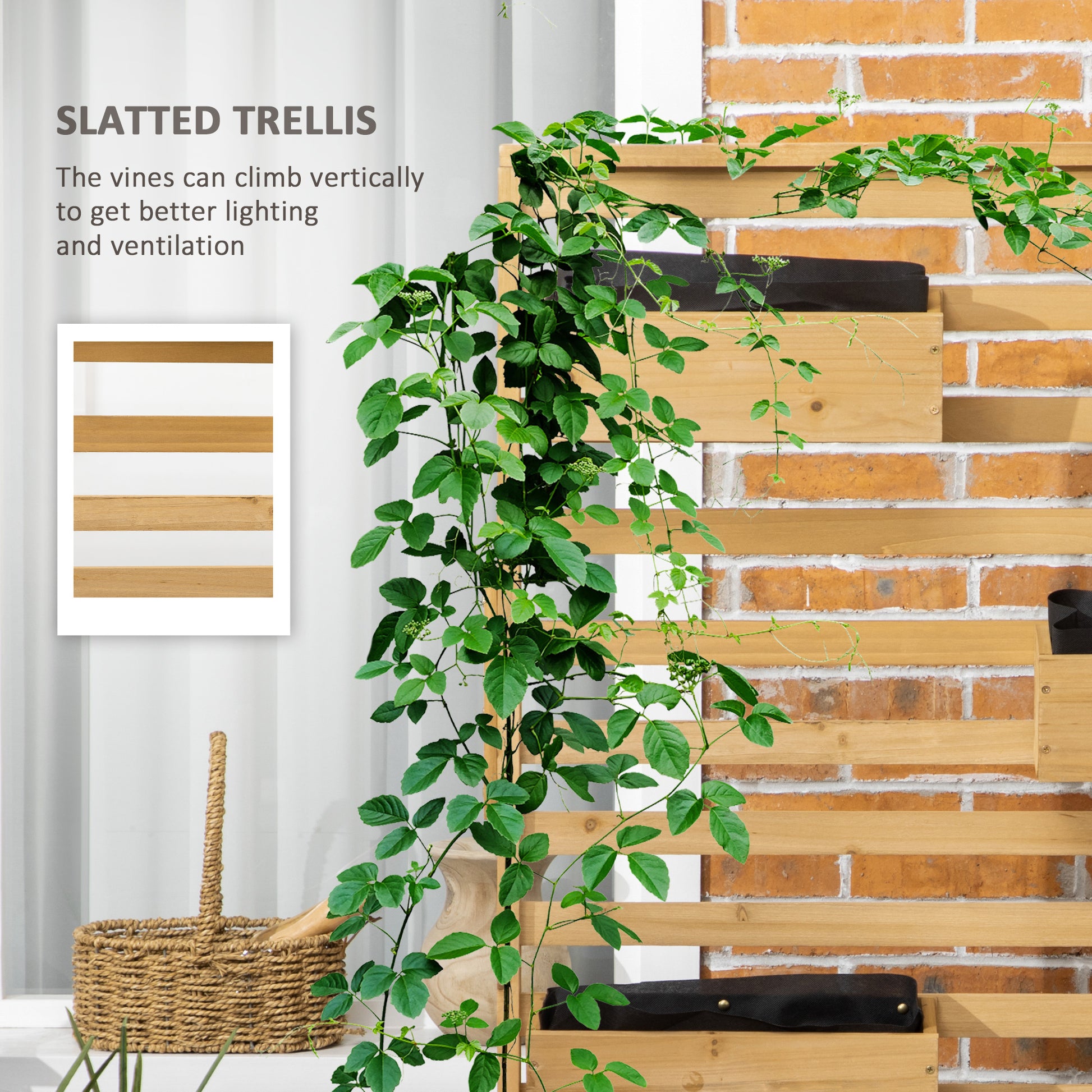 Natural Wood Garden Trellis Stand for Patio and Porch Outdoor Planters