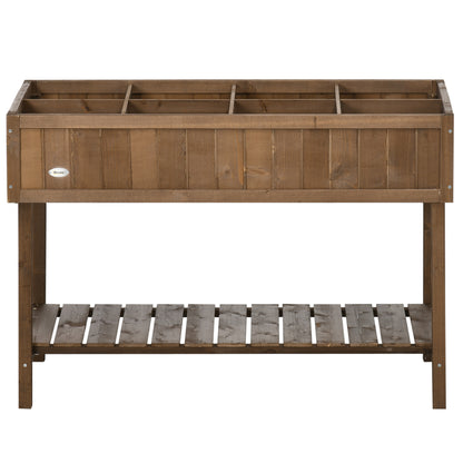 Brown Wooden Raised Garden Bed 8 Pockets Outdoor Planter Box