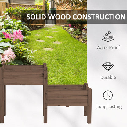 Outsunny Raised Garden Bed - Coffee Wood, 3 Planter Boxes for Vegetables & Herbs