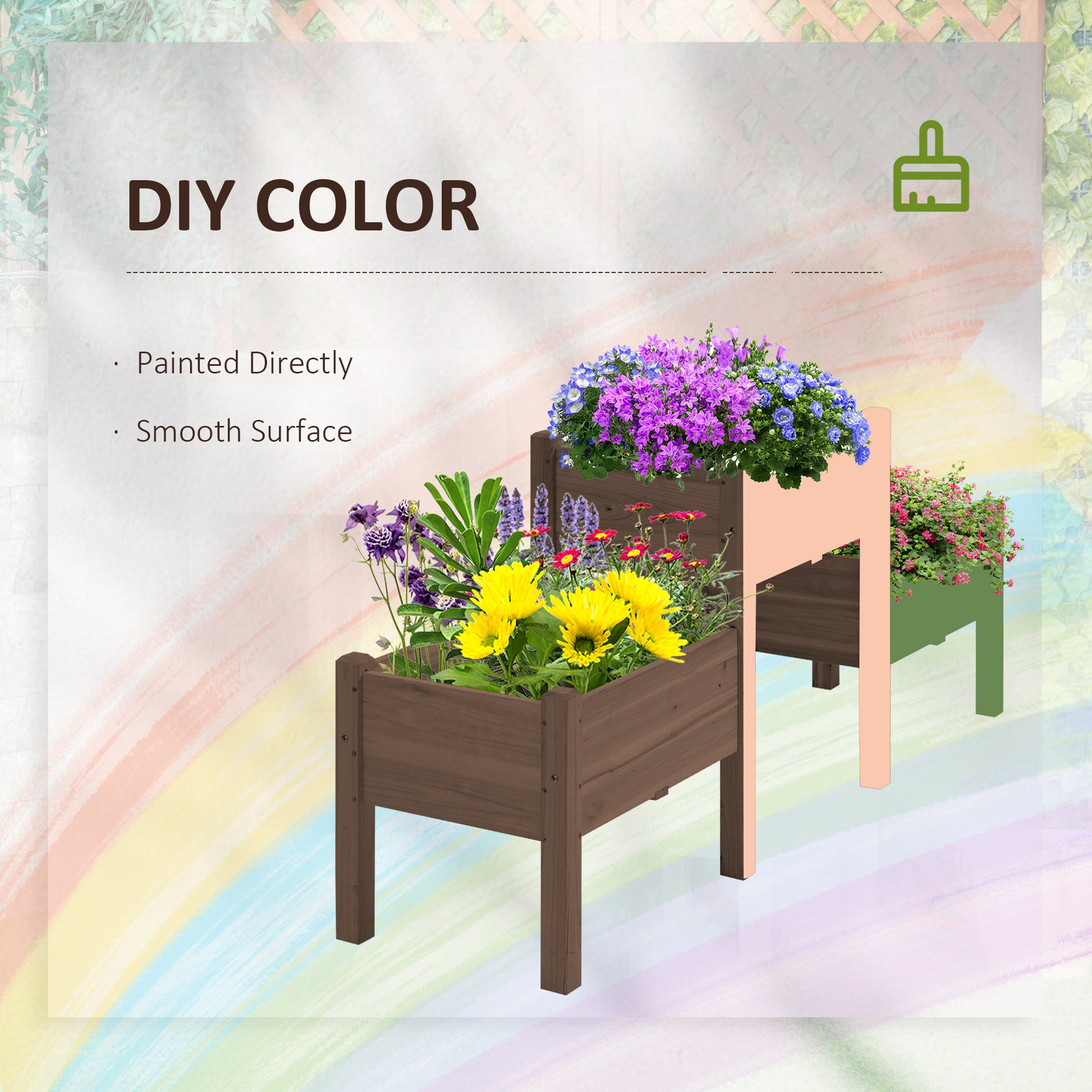 Outsunny Raised Garden Bed - Coffee Wood, 3 Planter Boxes for Vegetables & Herbs