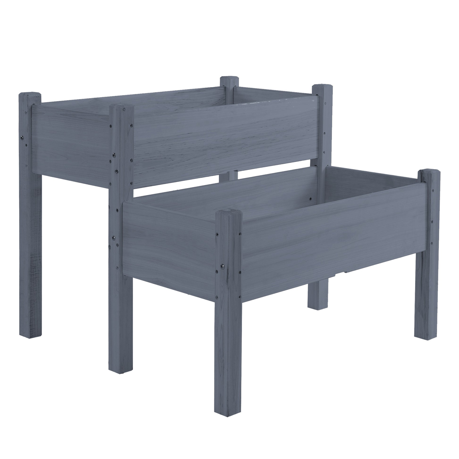 Two Tier Raised Garden Planter Box for Patio & Garden Vegetables Wood