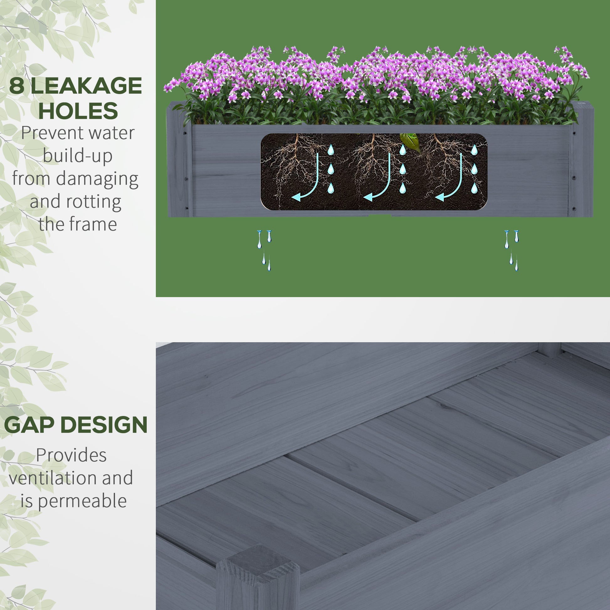 Two Tier Raised Garden Planter Box for Patio & Garden Vegetables Wood