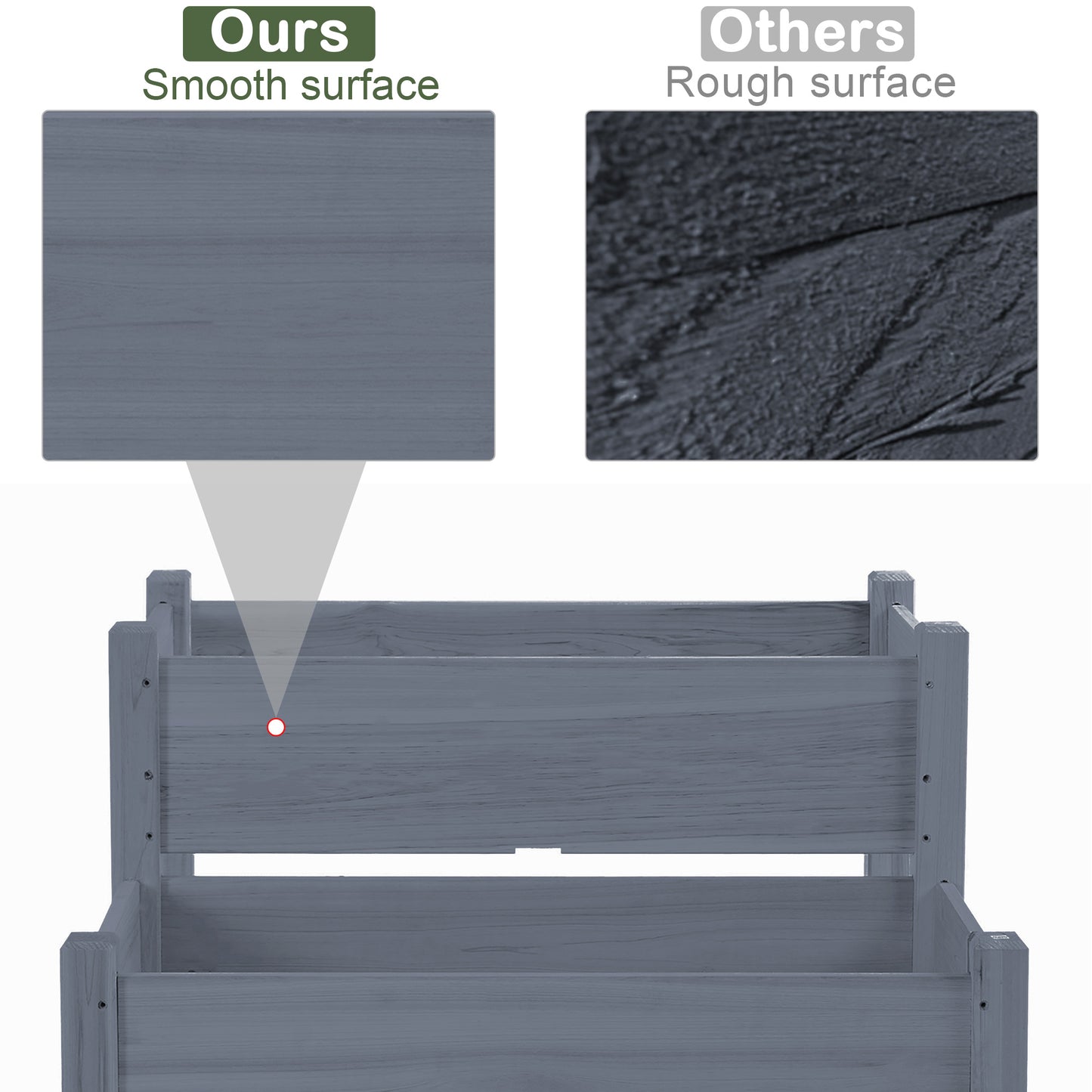 Two Tier Raised Garden Planter Box for Patio & Garden Vegetables Wood