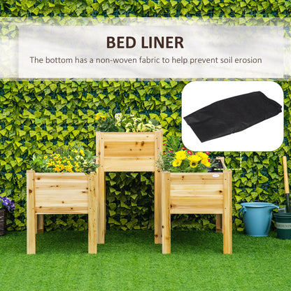 Outsunny 3-Tier Wooden Raised Garden Bed - Natural Wood