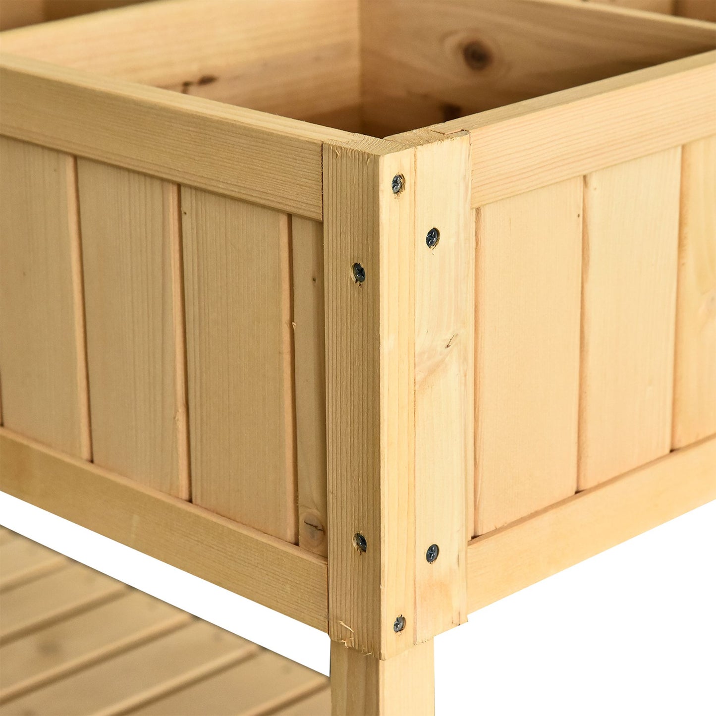 Outsunny 43" Raised Garden Bed with 8 Pockets - Natural Wood