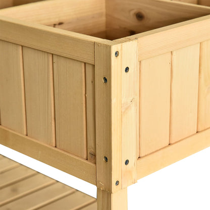 Outsunny 43" Raised Garden Bed with 8 Pockets - Natural Wood