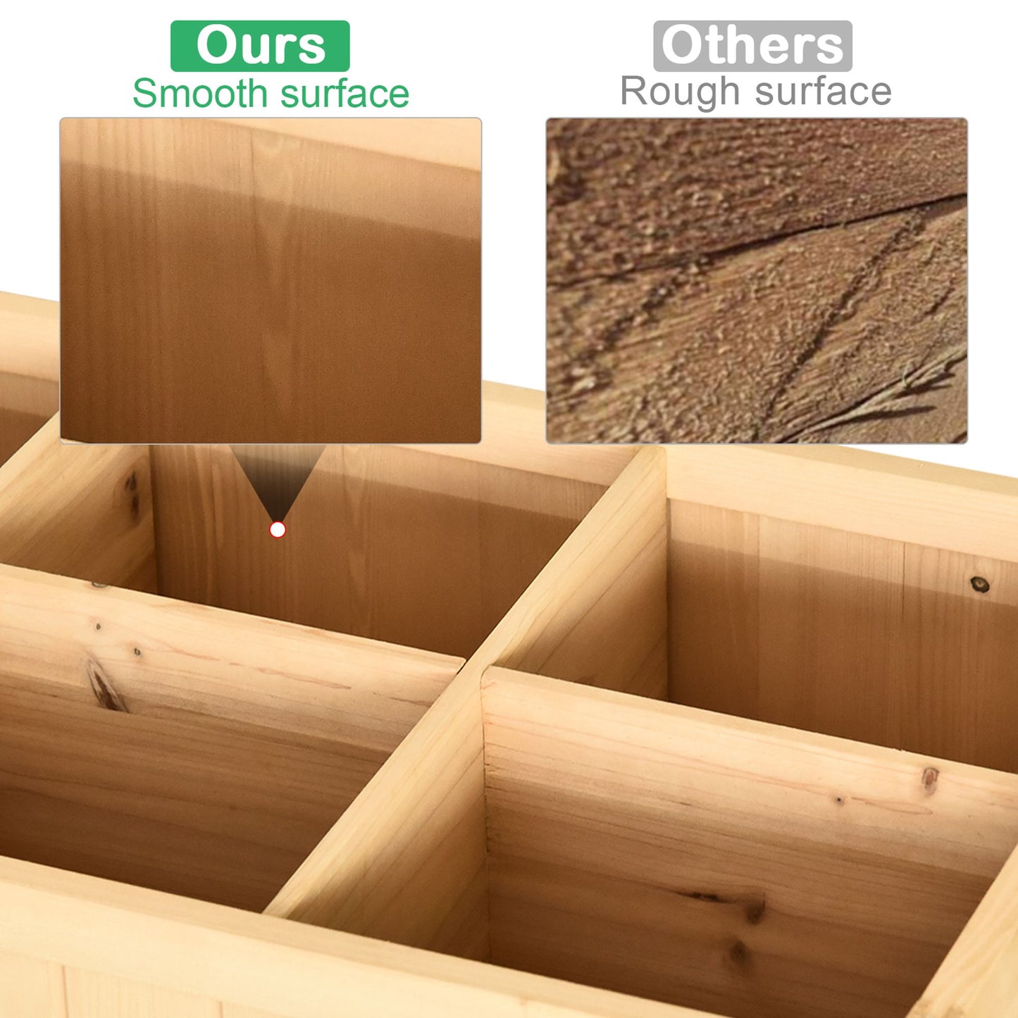 Outsunny 43" Raised Garden Bed with 8 Pockets - Natural Wood