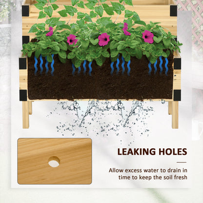Outsunny Raised Garden Bed with Trellis - 2 Tier Wooden Planter Box