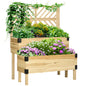 Outsunny Raised Garden Bed with Trellis, 2 Tier Wooden Elevated Planter Box with Legs and Metal Corners for Vegetables, Flowers, Herbs, Natural