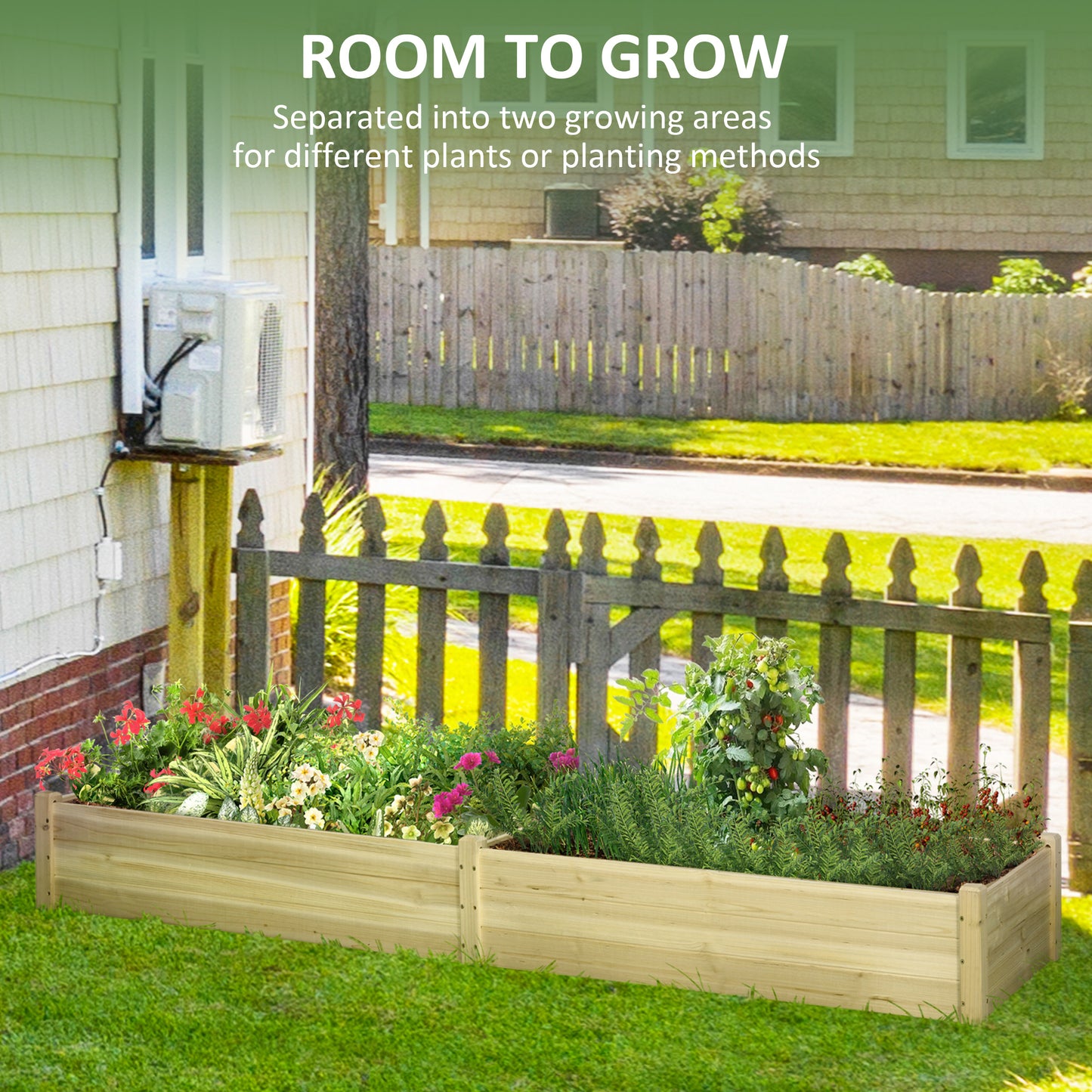 Wooden Raised Garden Bed 96" - 2 Planter Boxes Outdoor
