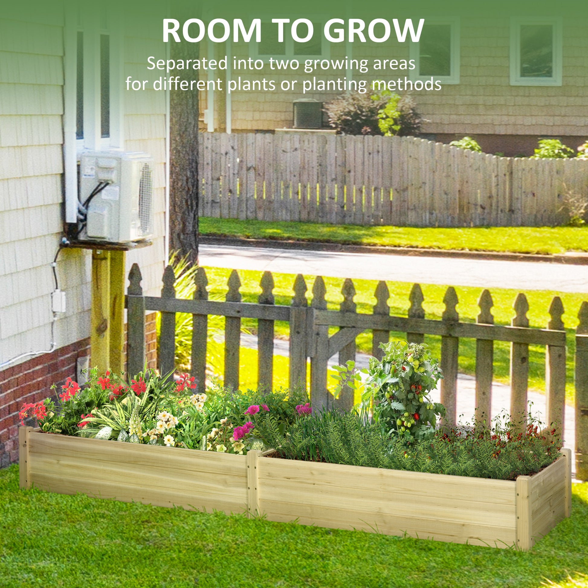 Wooden Raised Garden Bed 96" - 2 Planter Boxes Outdoor