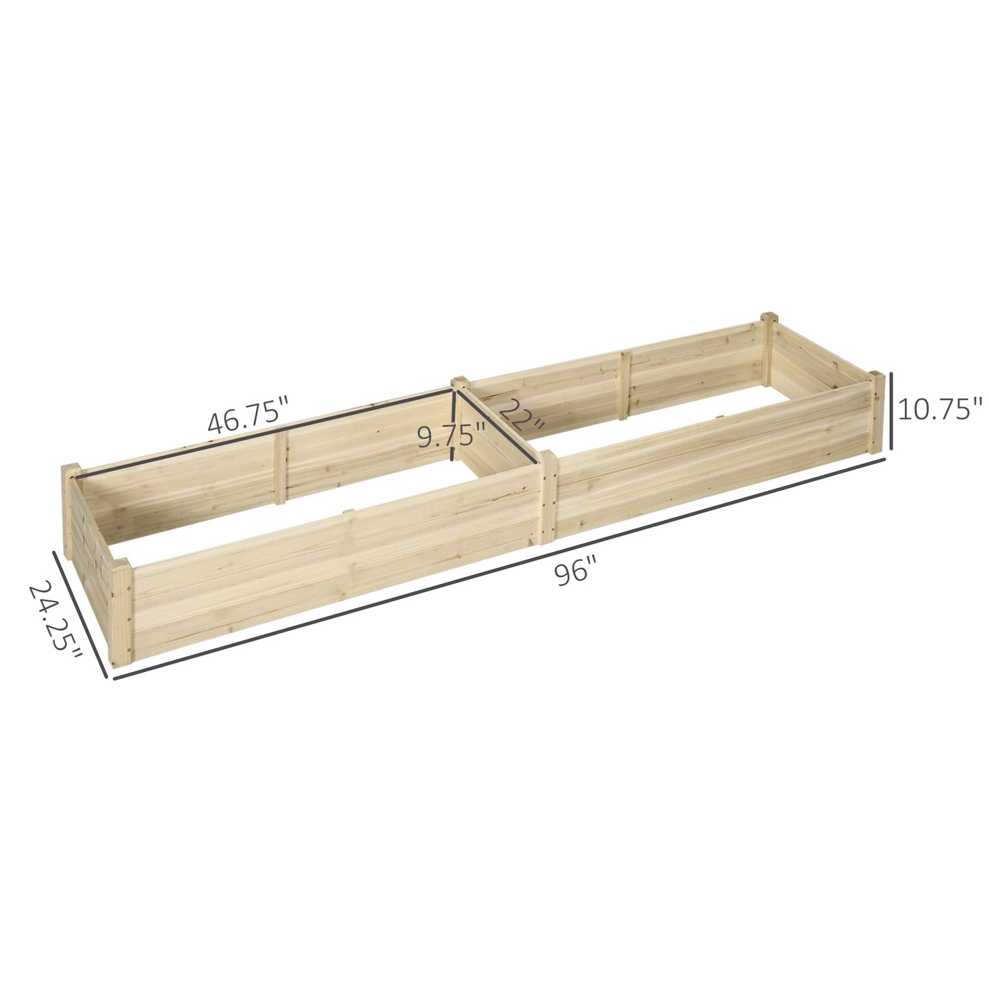 Wooden Raised Garden Bed 96" - 2 Planter Boxes Outdoor