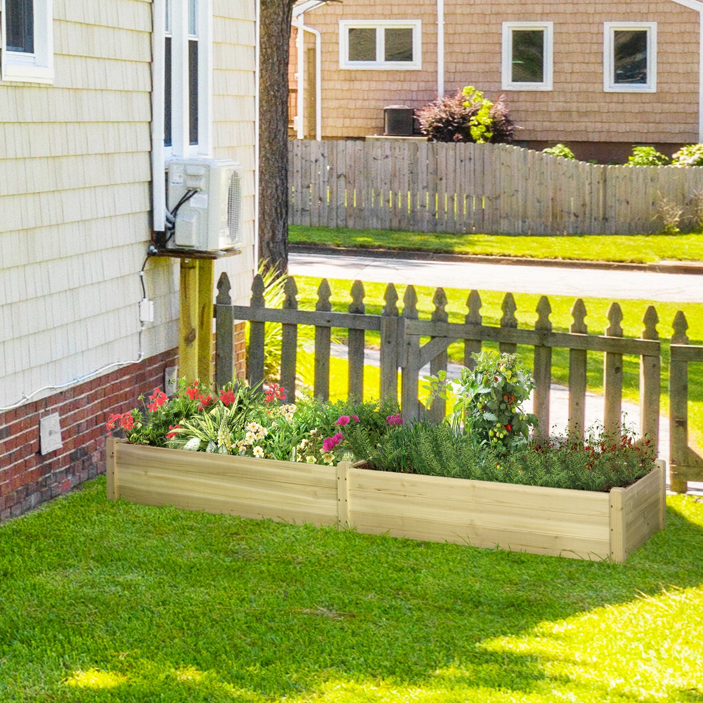 Wooden Raised Garden Bed 96" - 2 Planter Boxes Outdoor