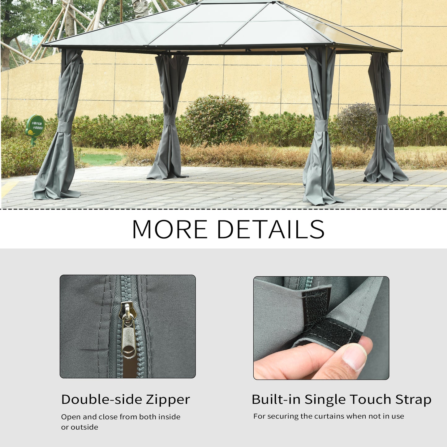 Dark Gray Outdoor Gazebo Curtain Replacement Panels for Garden Shade