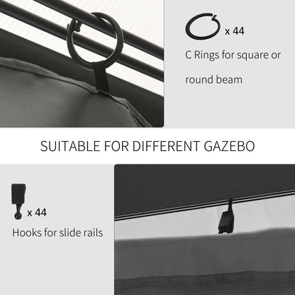 Dark Gray Outdoor Gazebo Curtain Replacement Panels for Garden Shade