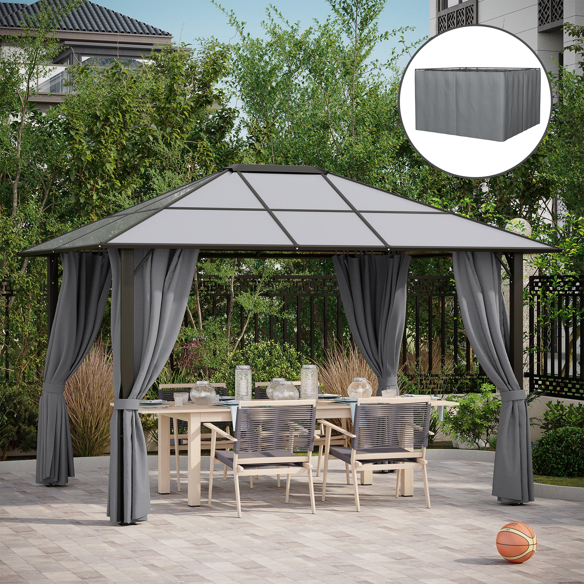 Dark Gray Outdoor Gazebo Curtain Replacement Panels for Garden Shade