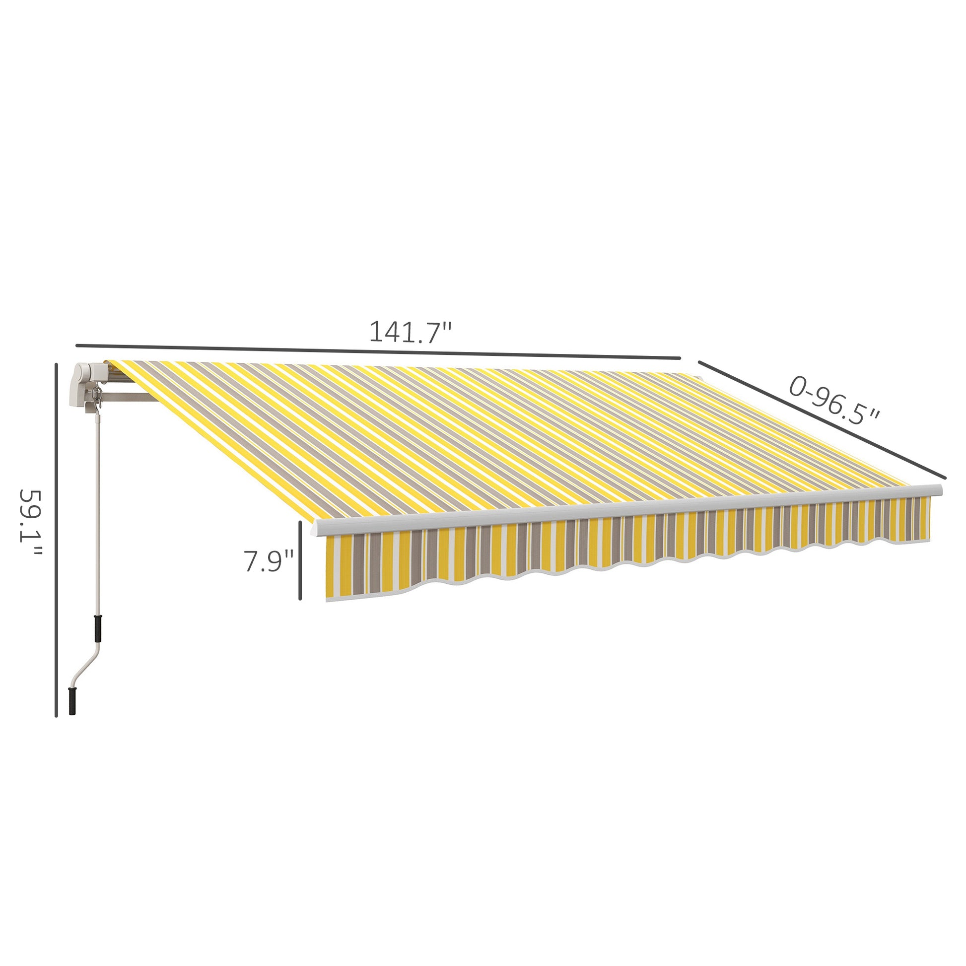 Yellow Grey Aluminum Retractable Awning for Poolside Garden Shade