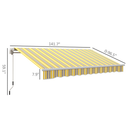 Yellow Grey Aluminum Retractable Awning for Poolside Garden Shade