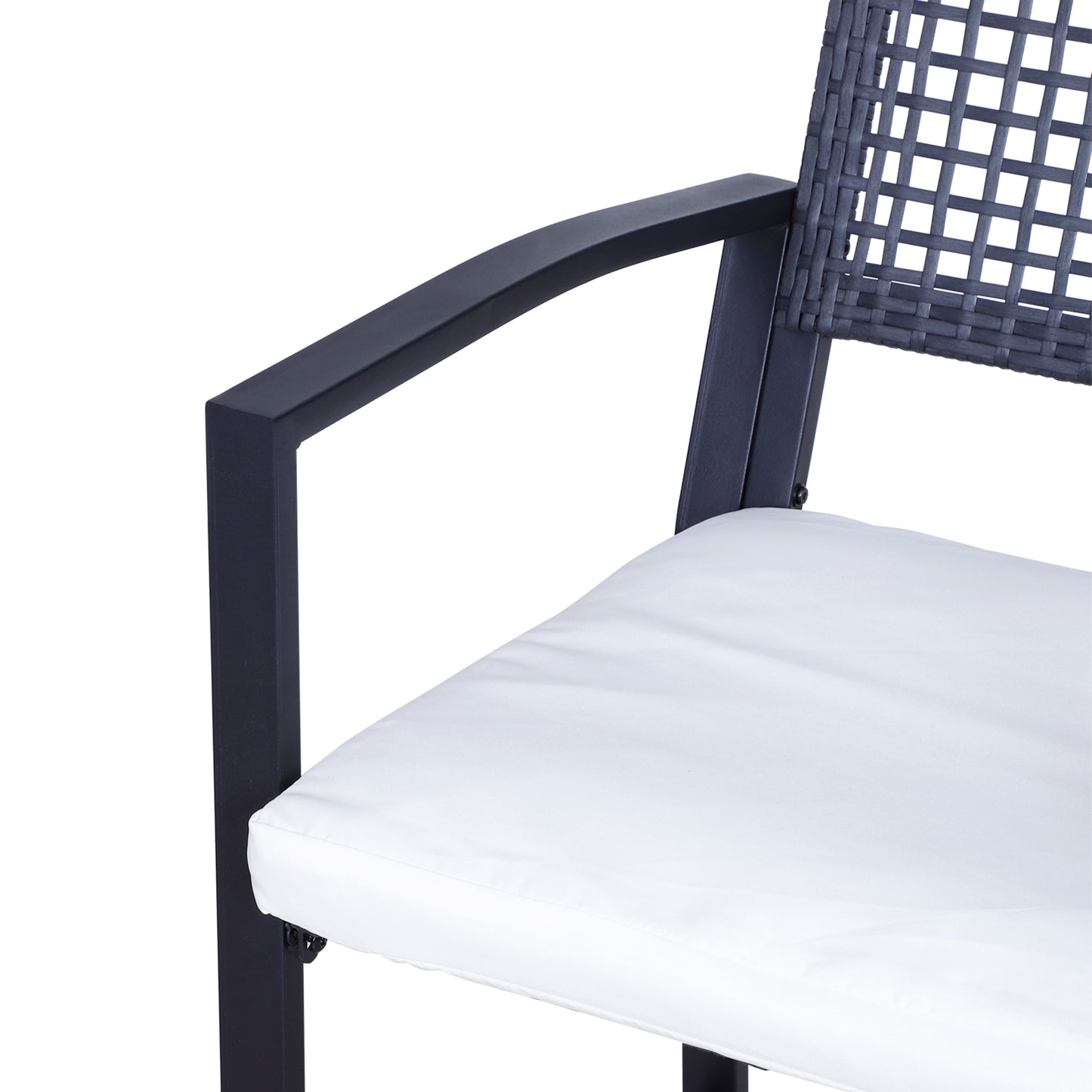 Outsunny 3-Piece Patio Bar Set - Black Steel & Wicker