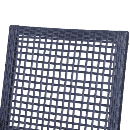 Outsunny 3-Piece Patio Bar Set - Black Steel & Wicker