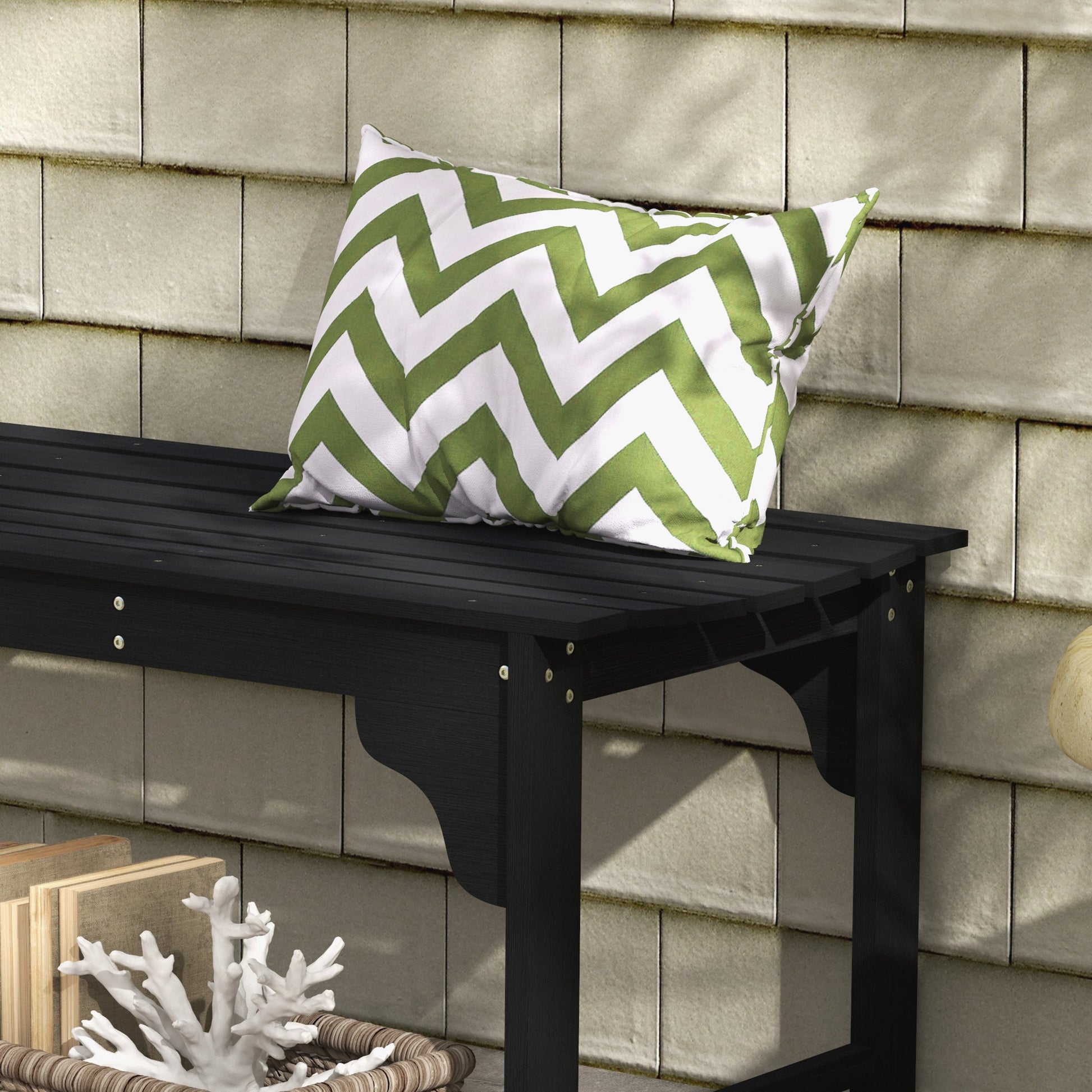 Outsunny Wooden Garden Bench - Black, 45.3" L x 19.8" W