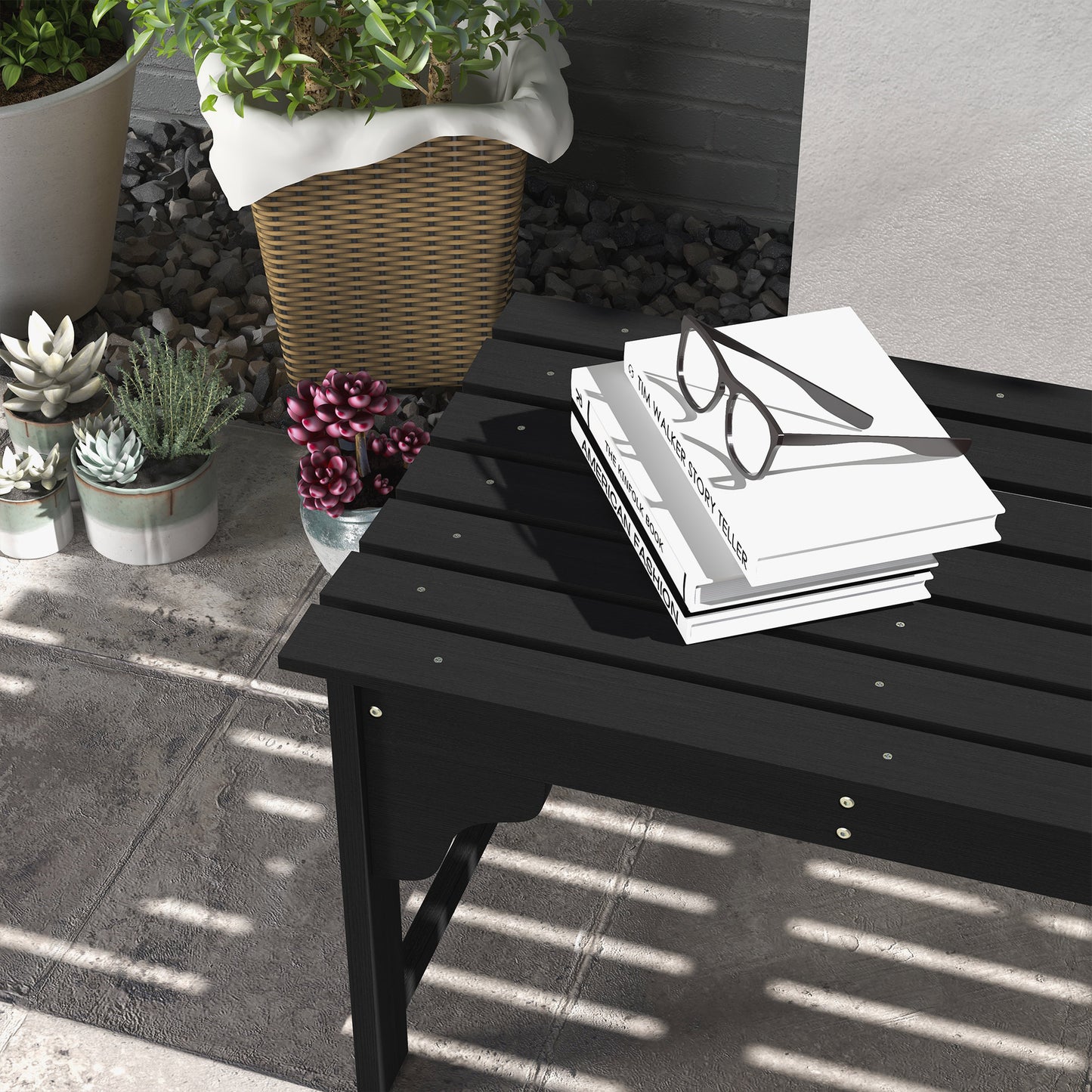 Outsunny Wooden Garden Bench - Black, 45.3" L x 19.8" W