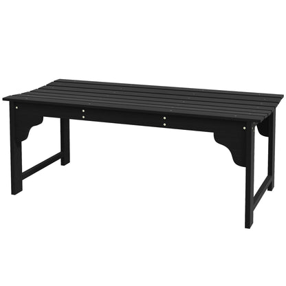 Outsunny Wooden Garden Bench, Outdoor Park Bench with Slatted Seat, Backless Front Porch Bench with Curved Seat for Conservatory, Garden, Poolside, Deck, Black