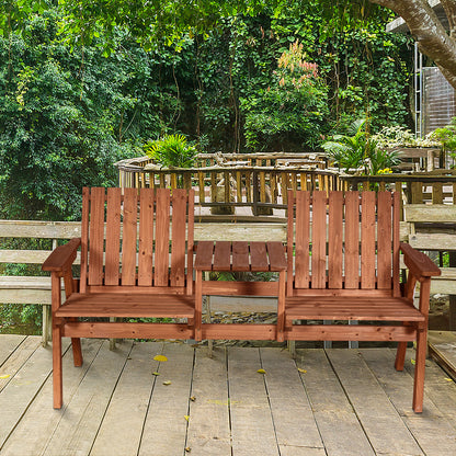 Outsunny Orange Wood Patio Bench with Table - 59.8"L